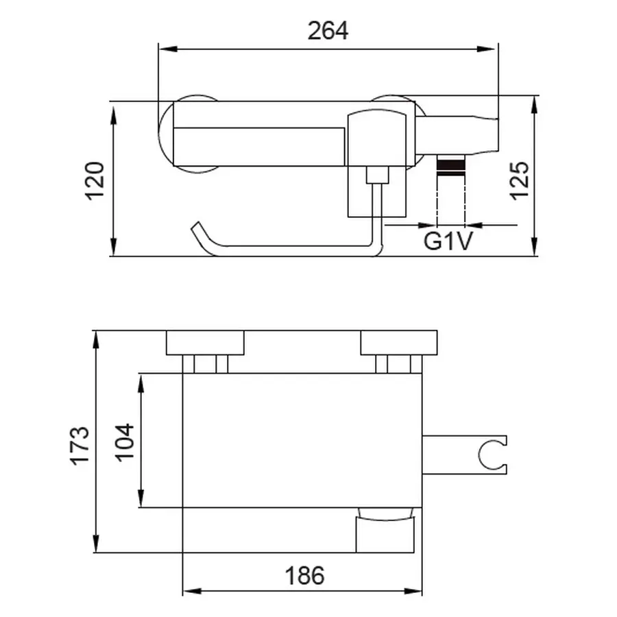 Змішувач з гігієн. душем, тримачем рушника і кам'ян. поличкою KOER KB-25101-01 (KR3390)