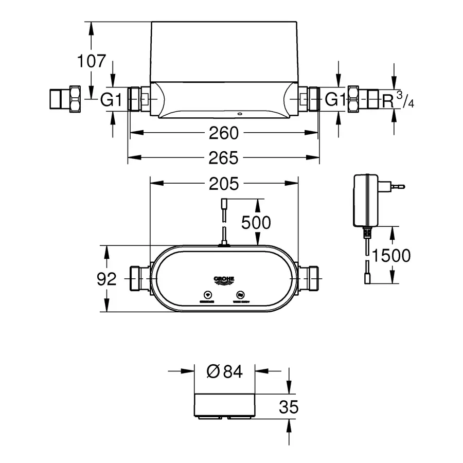Інтелектуальний контролер води з 3-ма датчиками Grohe Sense Guard (22502LN1)