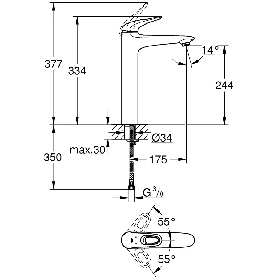 Змішувач на стільницю для раковини XL-розміру Grohe Eurostyle (23570003)