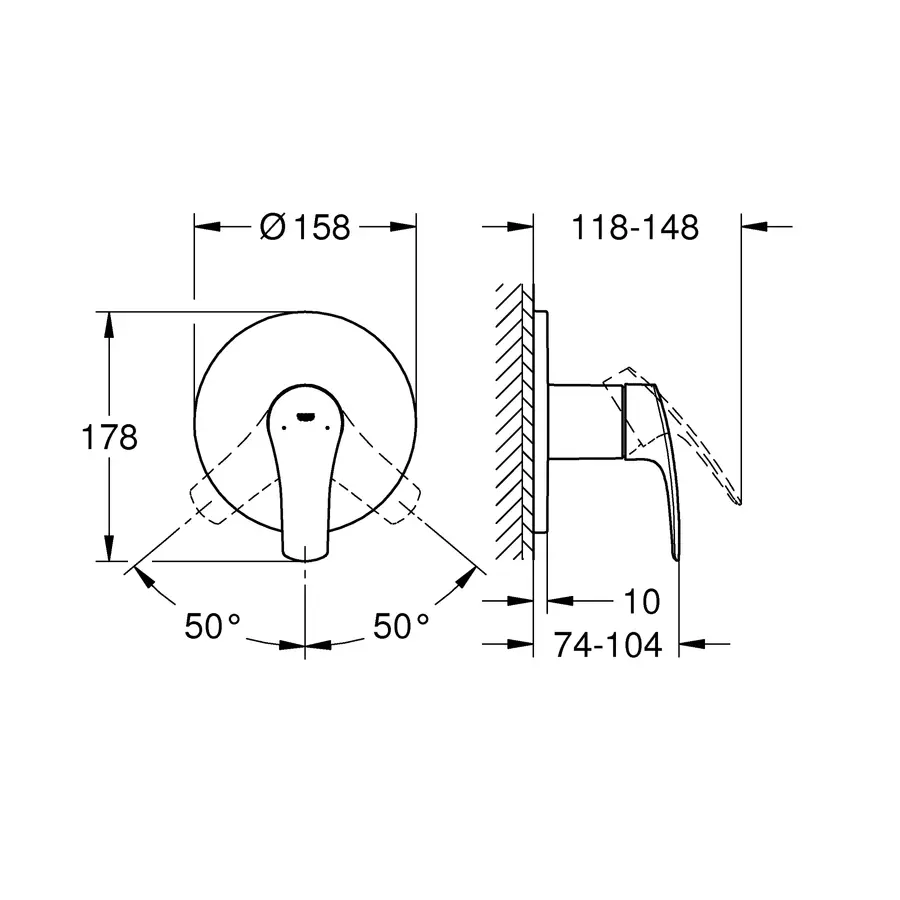 Змішувач прихованого монтажу для 1 споживача Grohe Eurosmart New (24042003)