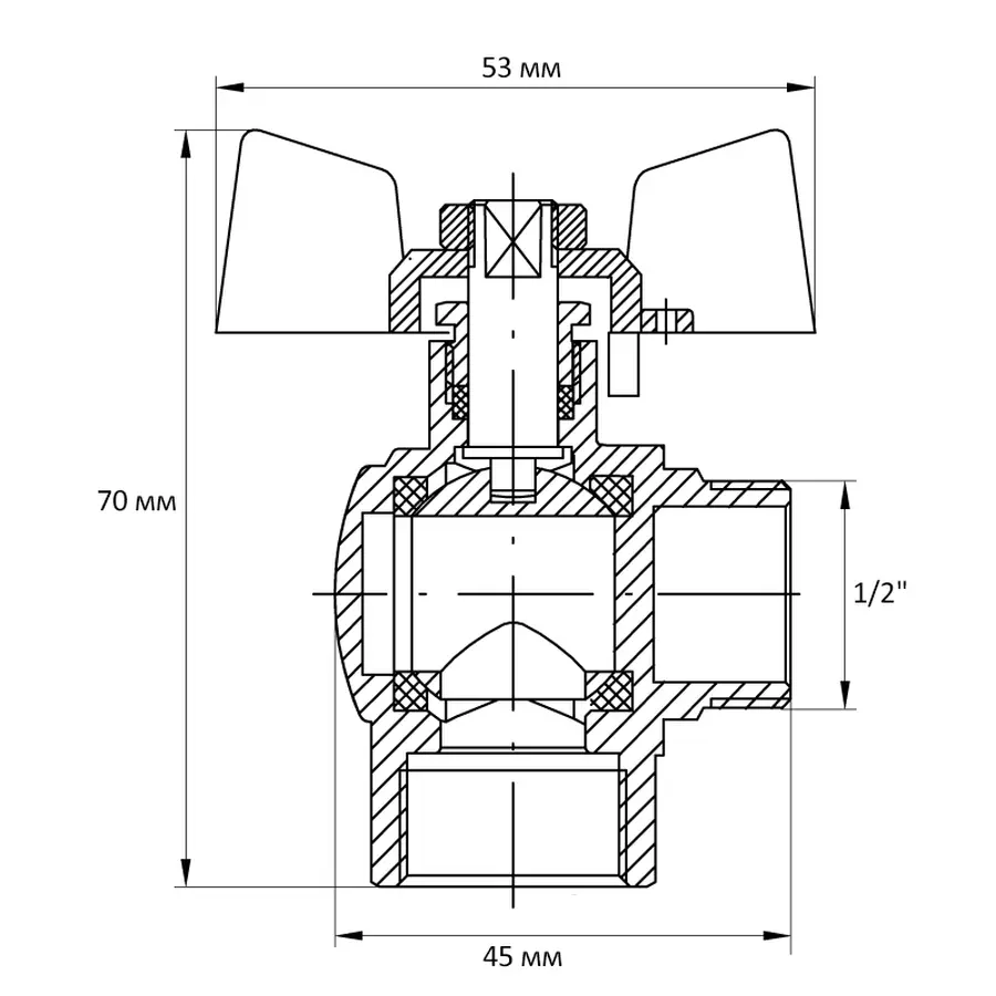 Кран кульовий Koer 1/2" ГШМ кутовий (KR.208) (KR2805)