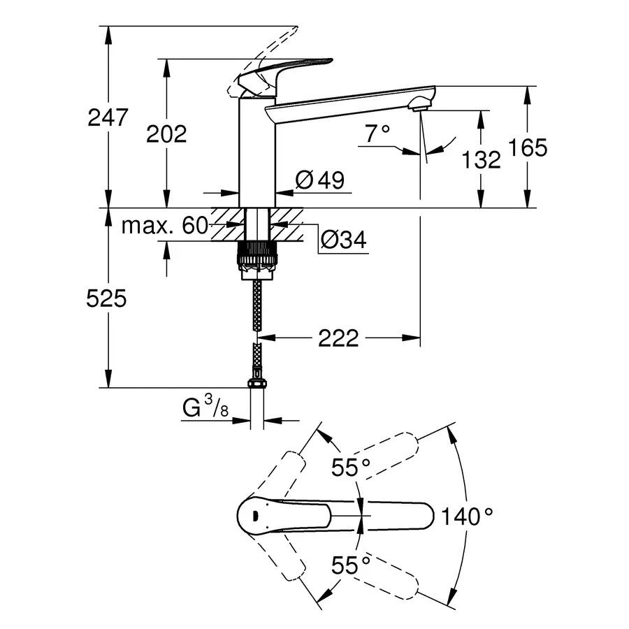 Змішувач для кухні Grohe Eurosmart New (30463000)