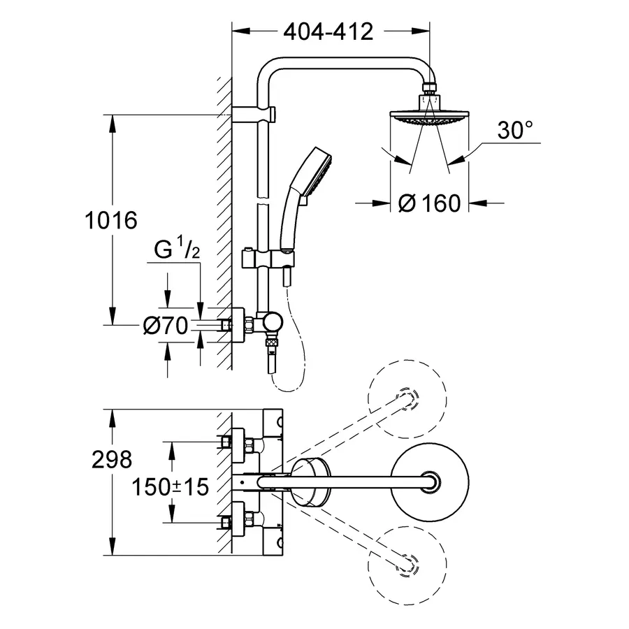 Душова система з термостатом для душа Grohe New Tempesta Cosmop. System (27922000)