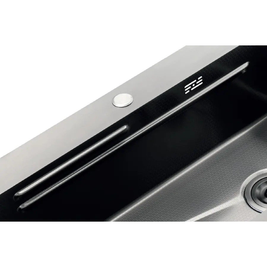 Мийка Zerix ZH7545-SET-05 DECOR NANO-BLACK (3.0/0.8) з нерж. сталі, комплект (графіт) (ZM5582)