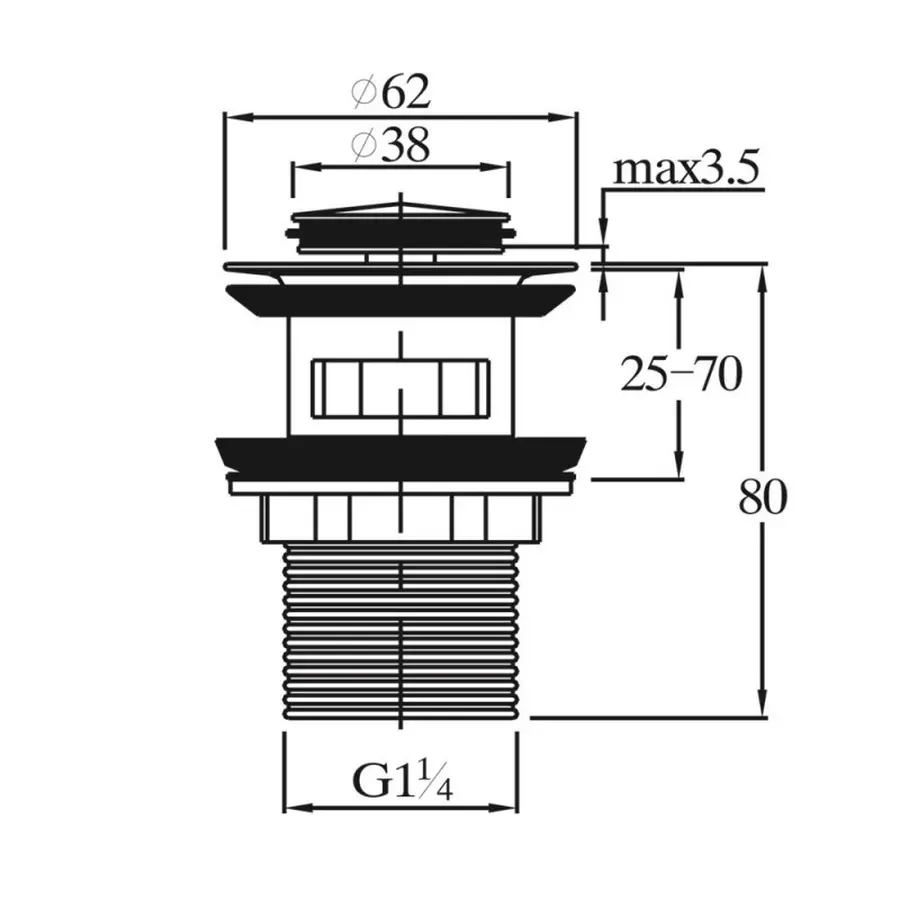 Донний клапан для раковини з переливом Zerix LR66-2 автоматичний (Click-Clack) (Колір хром) 1 1/4'' (ZX2639)