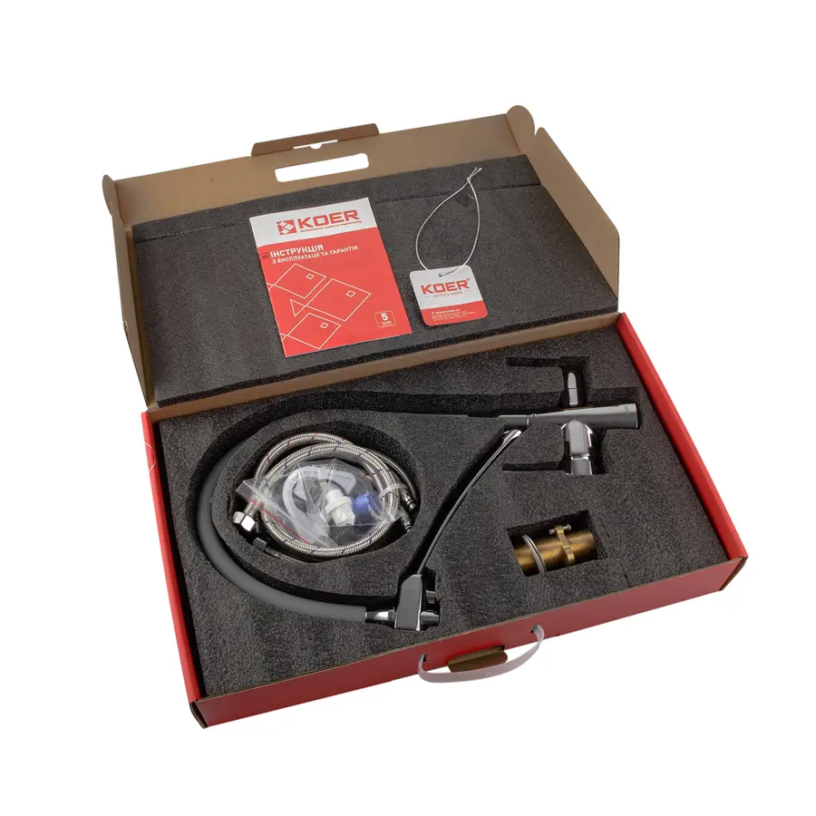 Кухонний змішувач з силік. виливом і вих. для питної води KOER KB-72002-01 (KR3383)