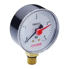 Манометр радіальний (KOER KM.621R) (0-4 bar), D 63мм, 1/4''-1/2'' (KR0206)