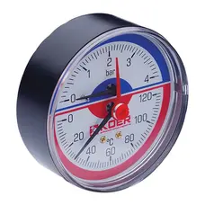 Термо-манометр аксіальний (KOER KM.802A) (0-4 bar), D 80мм, 1/4''-1/2'' (KR0222)