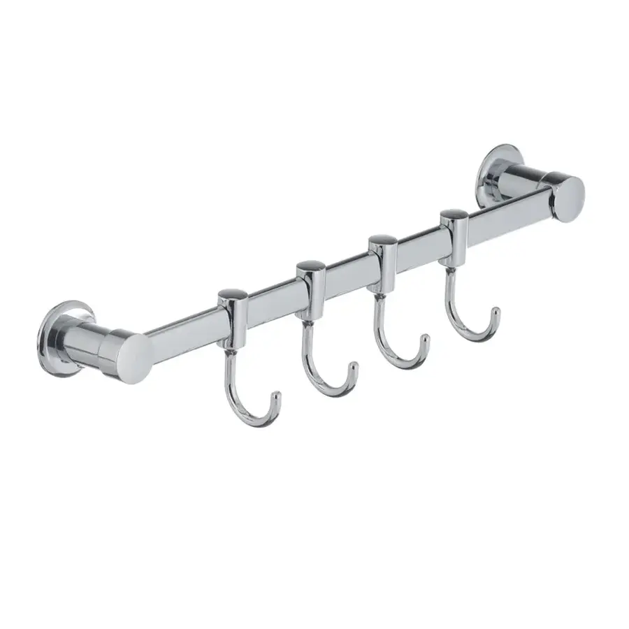 Вішалка для рушників у ванну з 4-ма рухомими гачками ZERIX LR205-4 (LL1418)