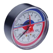 Термо-манометр аксіальний (KOER KM.802A) (0-6 bar), D 80мм, 1/4''-1/2'' (KR0223) Термо-манометр аксіальний (KOER KM.802A) (0-6 bar), D 80мм, 1/4''-1/2'' (KR0223)