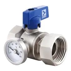 Кран ГГМ з накидною гайкою з термометром Koer KR.1034 - 1" прямий (KR2892) Кран ГГМ з накидною гайкою з термометром Koer KR.1034 - 1" прямий (KR2892)