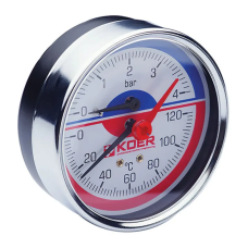 Термо-манометр аксіальний (KOER KM.812A) (0-4 bar), D 80мм, 1/4''-1/2'' (KR0221)