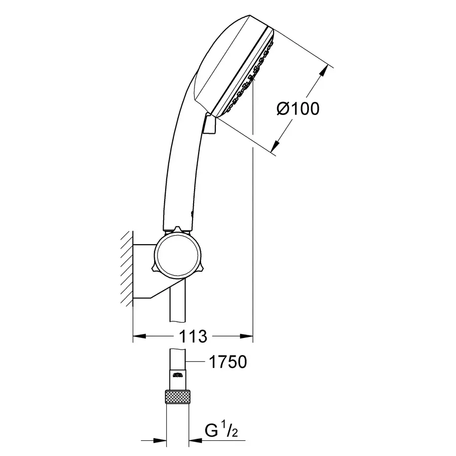 Душовий набір з тримачем, 3 режими струменя Grohe New Tempesta Cosmopolitan (27584002)