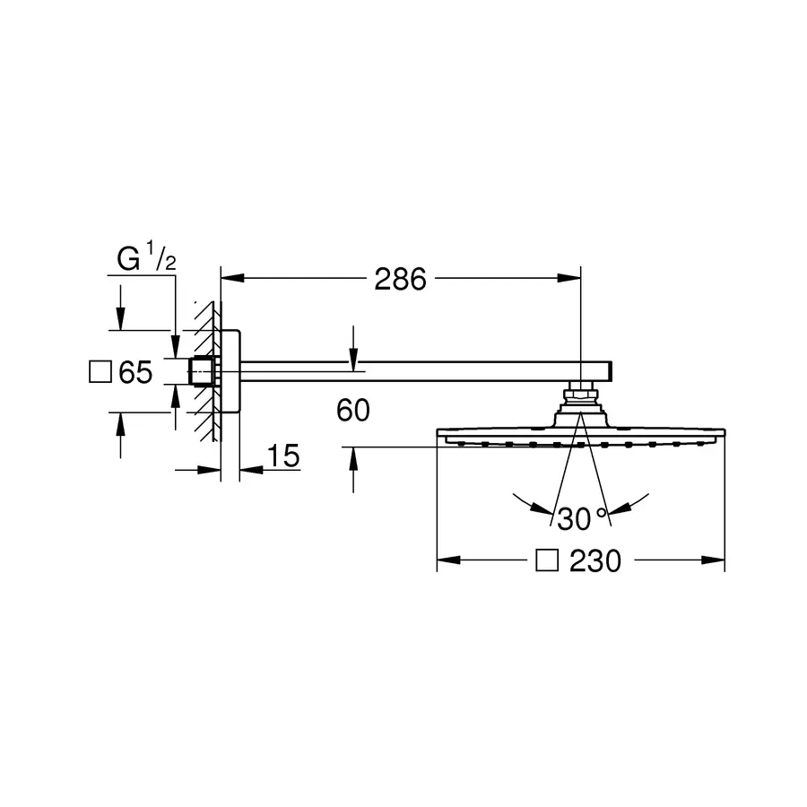 Верхній душ з настінним кронштейном Grohe Rainshower Allure (26064000)