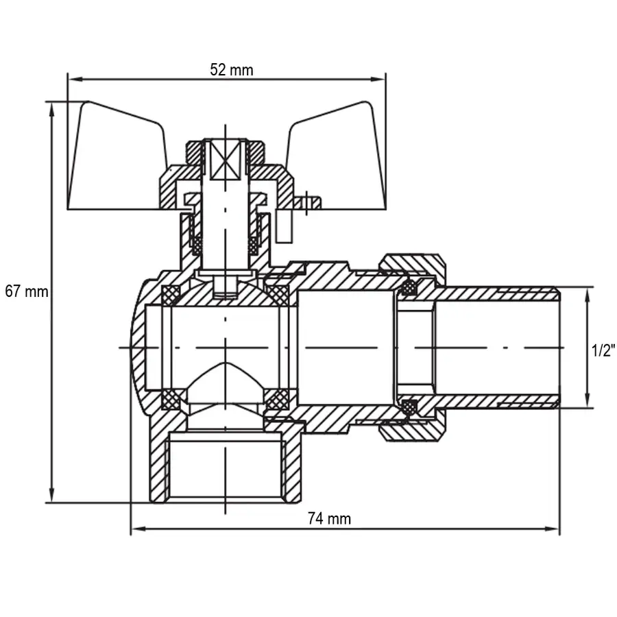 Кран з американкою 1/2" "антіпротечка"(Koer KR.228-Gi) кутовий (KR0196)
