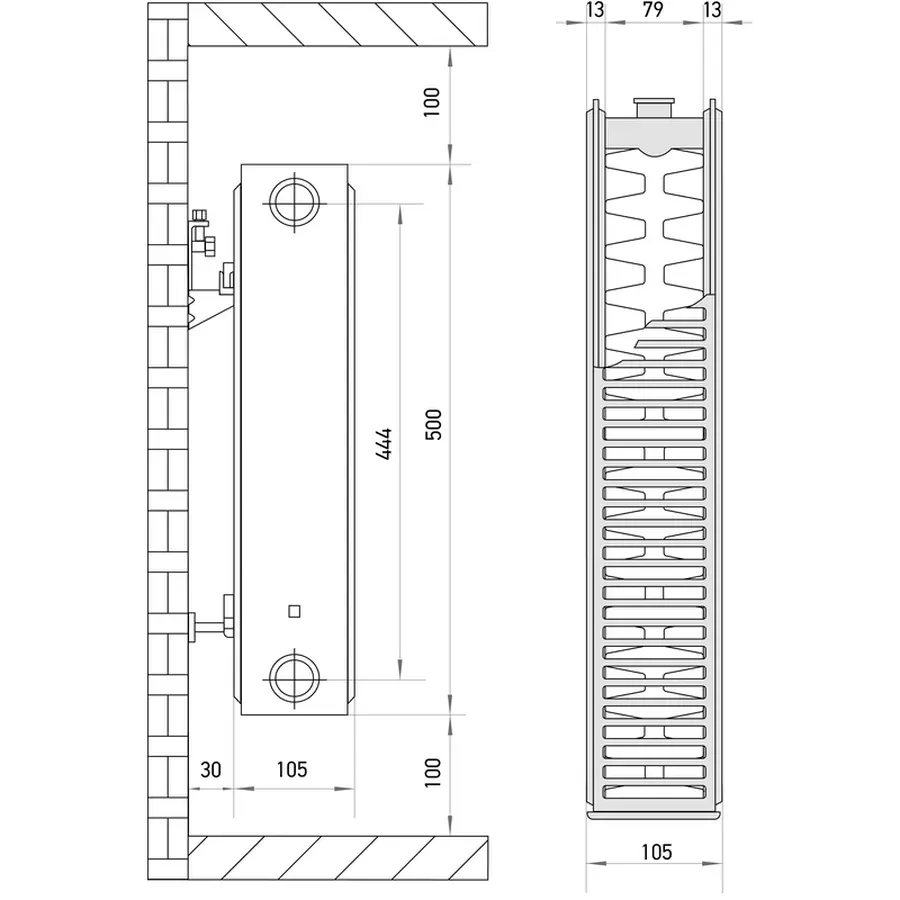 Сталевий радіатор Europroduct 22 x 500 x 800 (бокове підкл.) (EP4449)