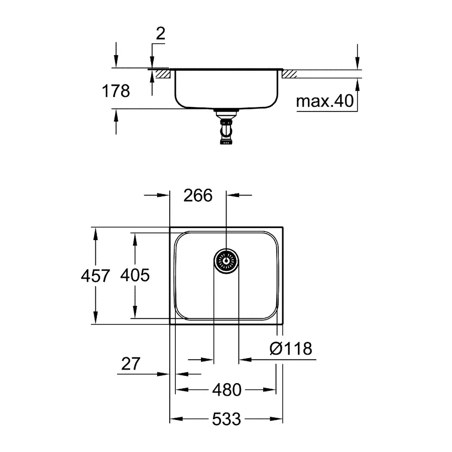 Мийка для кухні із нержавіючої сталі Grohe K200 (31719SD0)