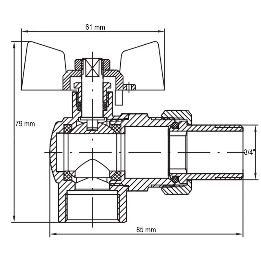 Кран з американкою 3/4" "антіпротечка"(Koer KR.228-Gi) кутовий (KR0194)
