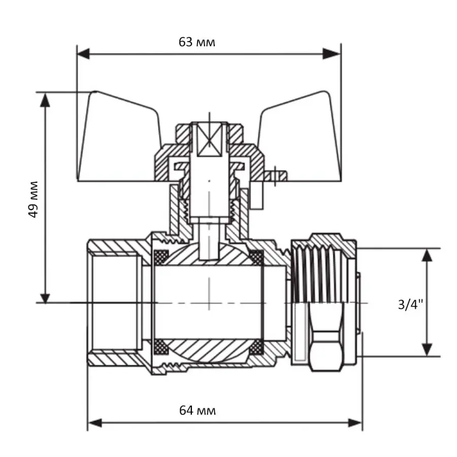 Кран кульовий Koer Wing 20x3/4M (KR.351) (LL1659)