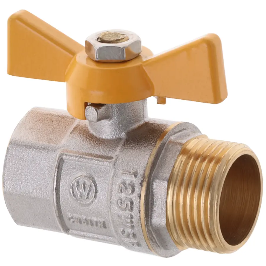 Кран кульовий Waterpro WP607-20FMW-Y - 3/4" FMW ГШМ YELLOW, ручка "метелик" жовта (WP2892)