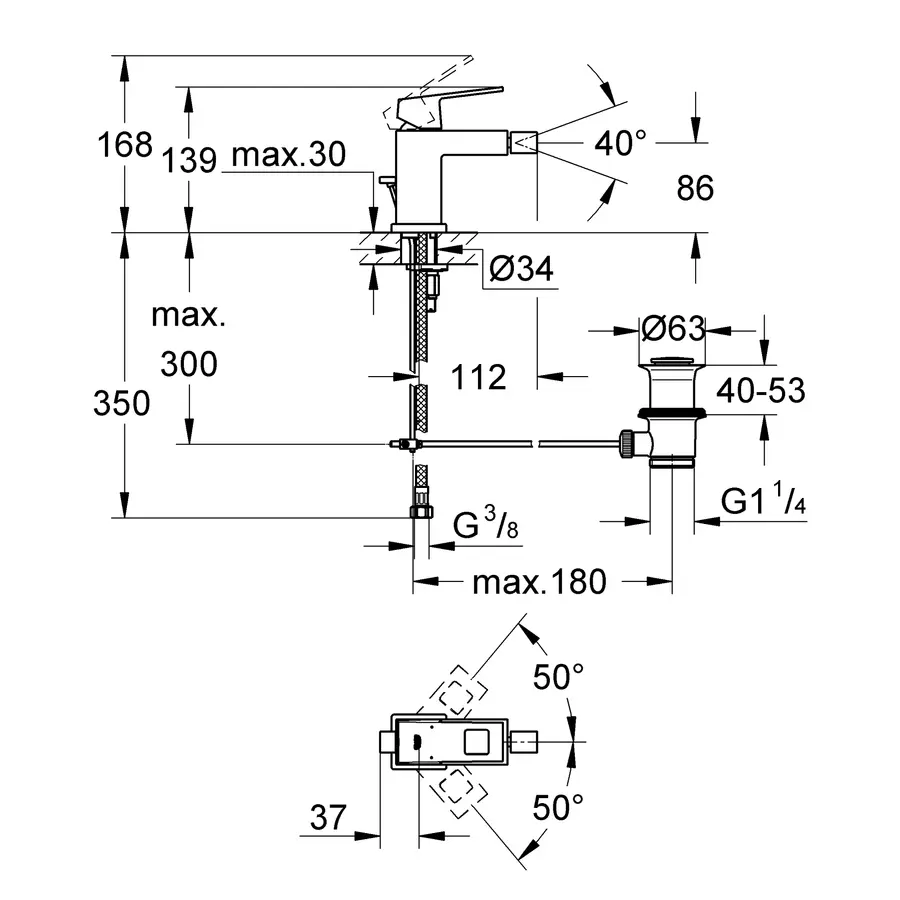 Змішувач для біде Grohe Eurocube (23138000)