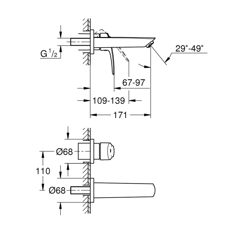 Змішувач для раковини прихованого монтажу Grohe Eurosmart New (29337003)