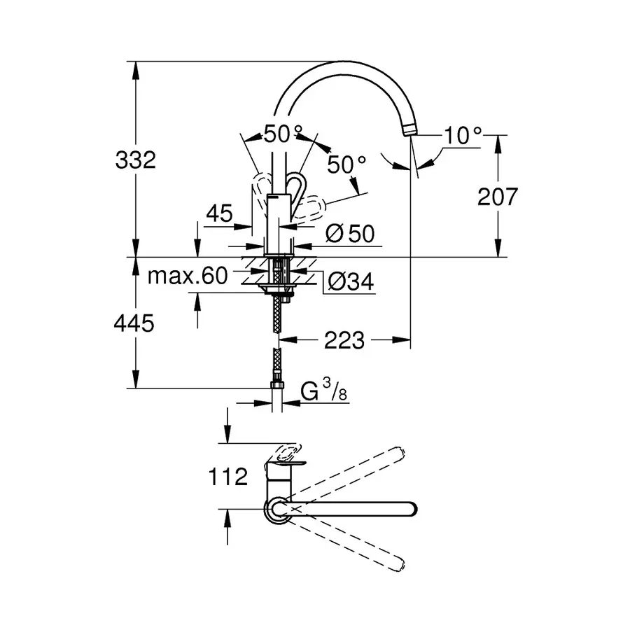 Гнучкі шланги для змішувача Гайка 1/2'' - Штуцер M10 (120 см) 2 шт KOER (KR0278)