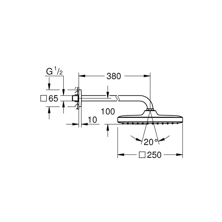 Верхній душ з настінним кронштейном Grohe Tempesta Cube (26687000)