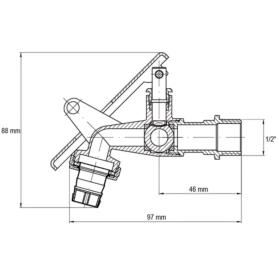 Кран поливу з вухом під замок Koer KR.249 - 1/2" (KR3072)