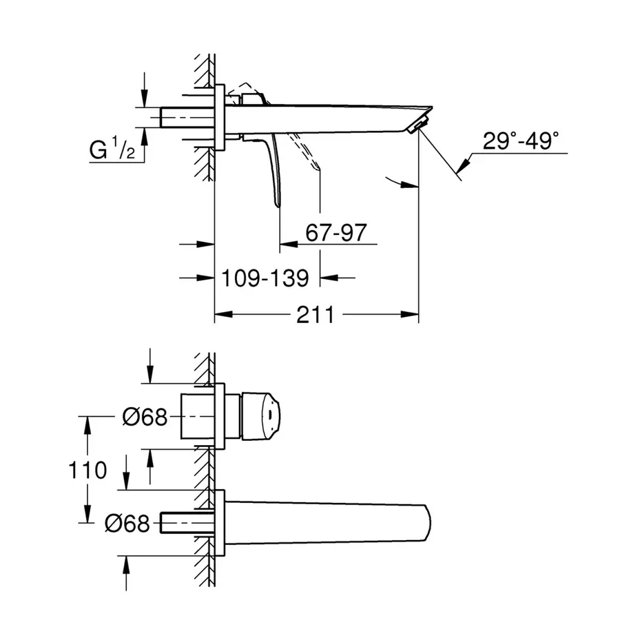 Змішувач для раковини прихованого монтажу Grohe Eurosmart New (29338003)