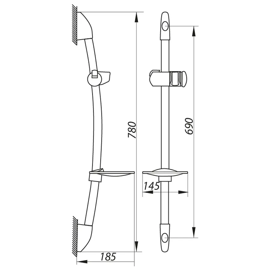 Стійка для душу Zerix L106C з мильницею (без шланга та лійки) (LL1759)
