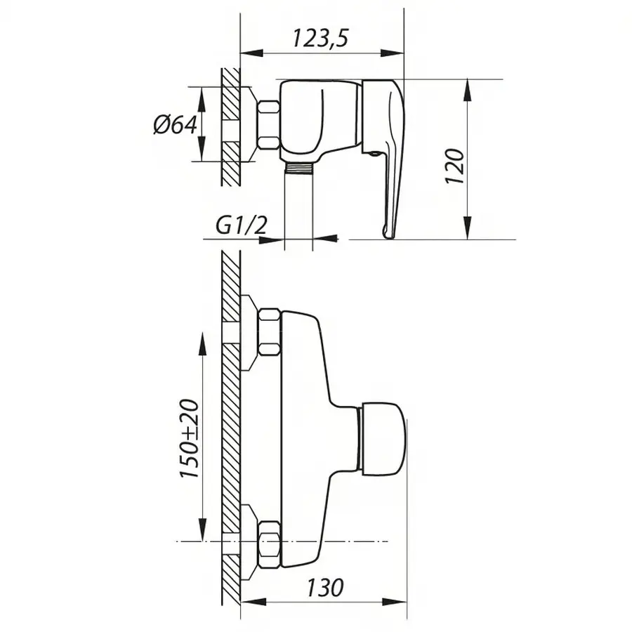 Змішувач для душа Zerix GIT-A 135 (ZX0035)