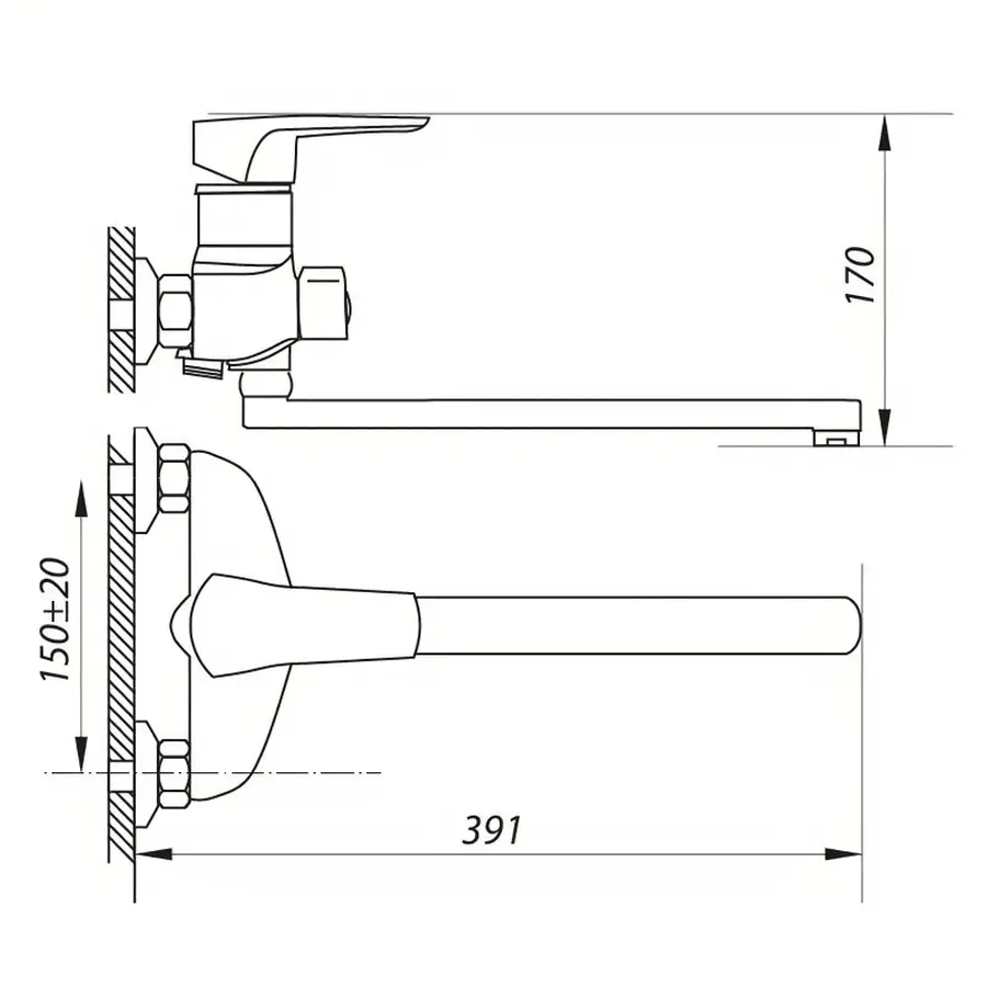 Змішувач для ванни Zerix NGB 180 (ZX0043)