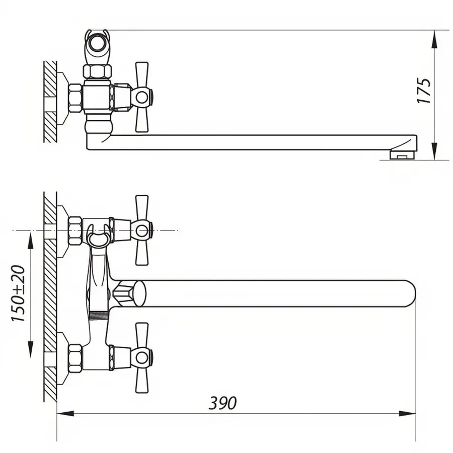 Змішувач для ванни Zerix DMT-B 722 (ZX0410)