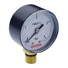 Манометр радіальний (KOER KM.502R) (0-4 bar), D 50мм, 1/4''-1/2'' (KR0207)