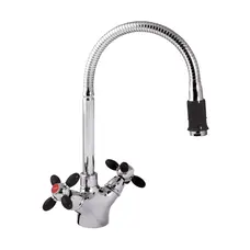 Змішувач для кухні Zerix Z5860-6 (чорні ручки) (ZX0348)