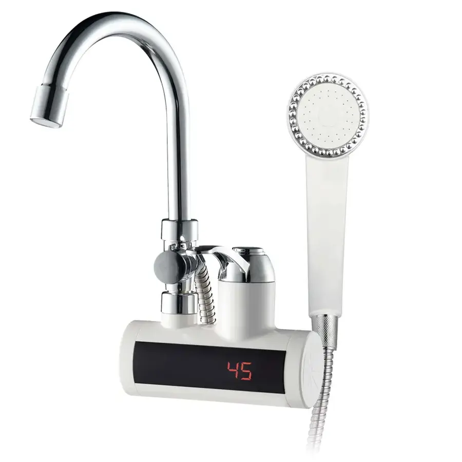 Водонагрівач 3 kW проточн., Zerix ELW22-EW З ІНД.ТЕМП., на СТІНУ (зі шлангом та лійкою) (ZX4934)