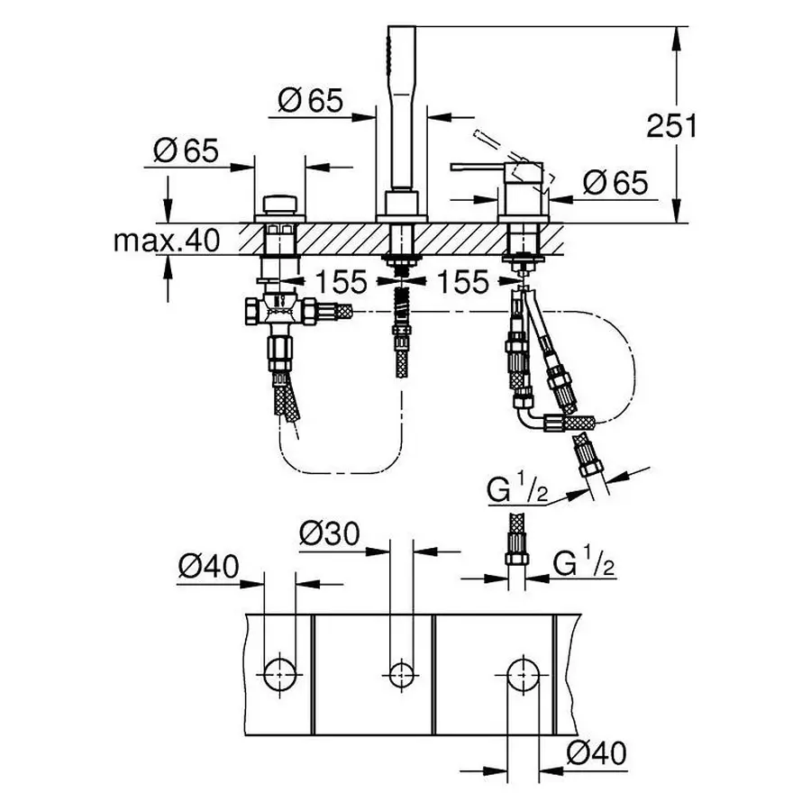 Змішувач для ванни Grohe Essence на 3 отвори (19976001)