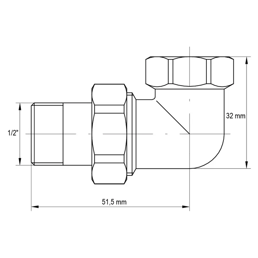 Згін американка 1/2 "кутовий Koer KR.342 (KR0019)