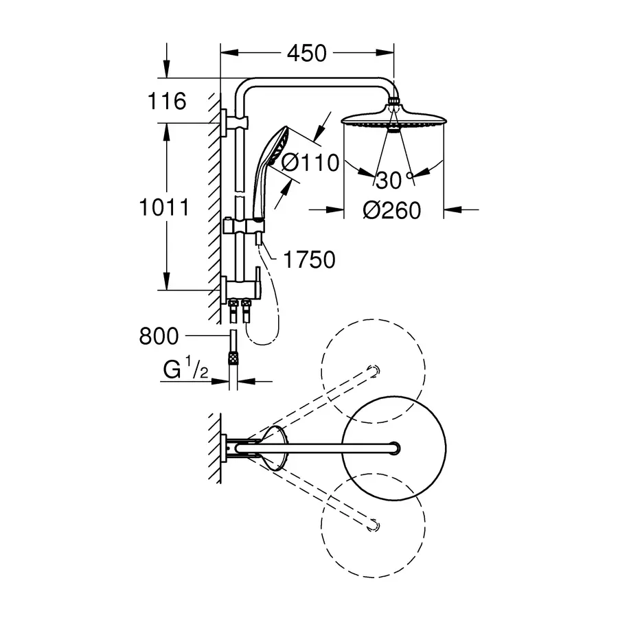 Душова система із перемикачем Grohe Euphoria System (27421002)