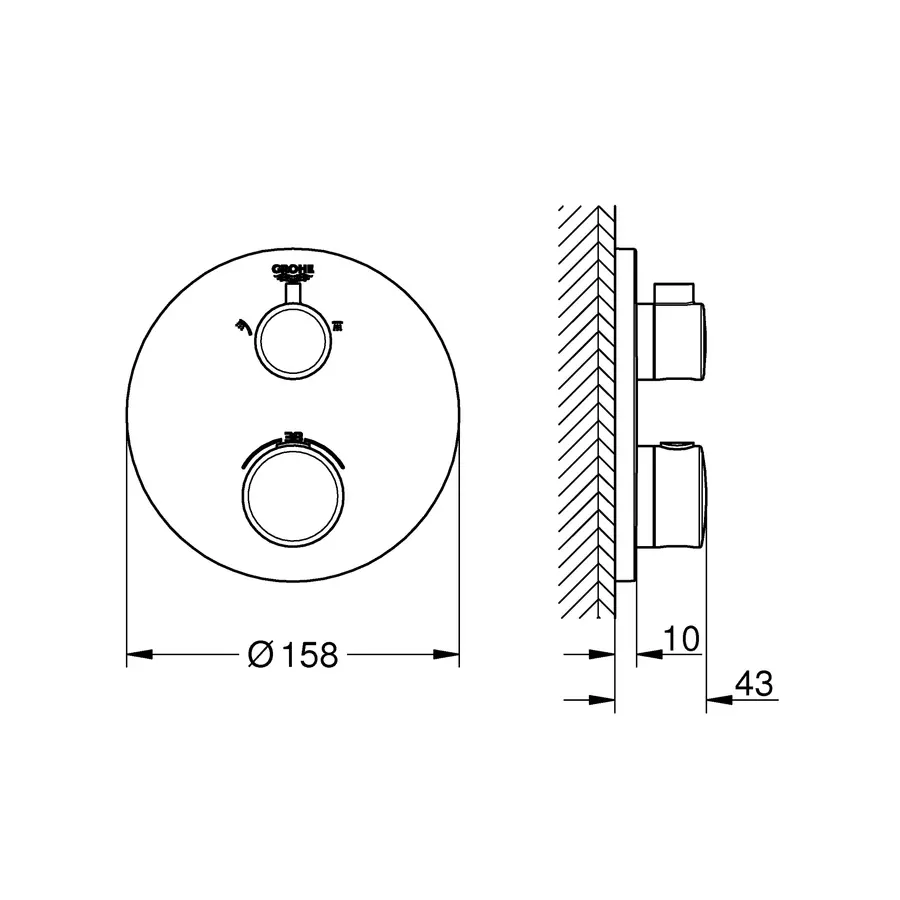 Термостат прихованого монтажу на 2 споживача Grohe Grohtherm Convent. Concealed (24076000)