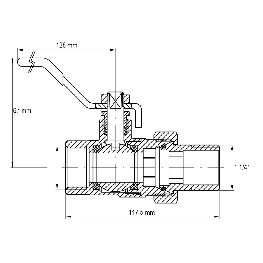 Кран з американкою 1-1/4" ручка ВАЖІЛЬ (Koer KR.229) (KR0150)
