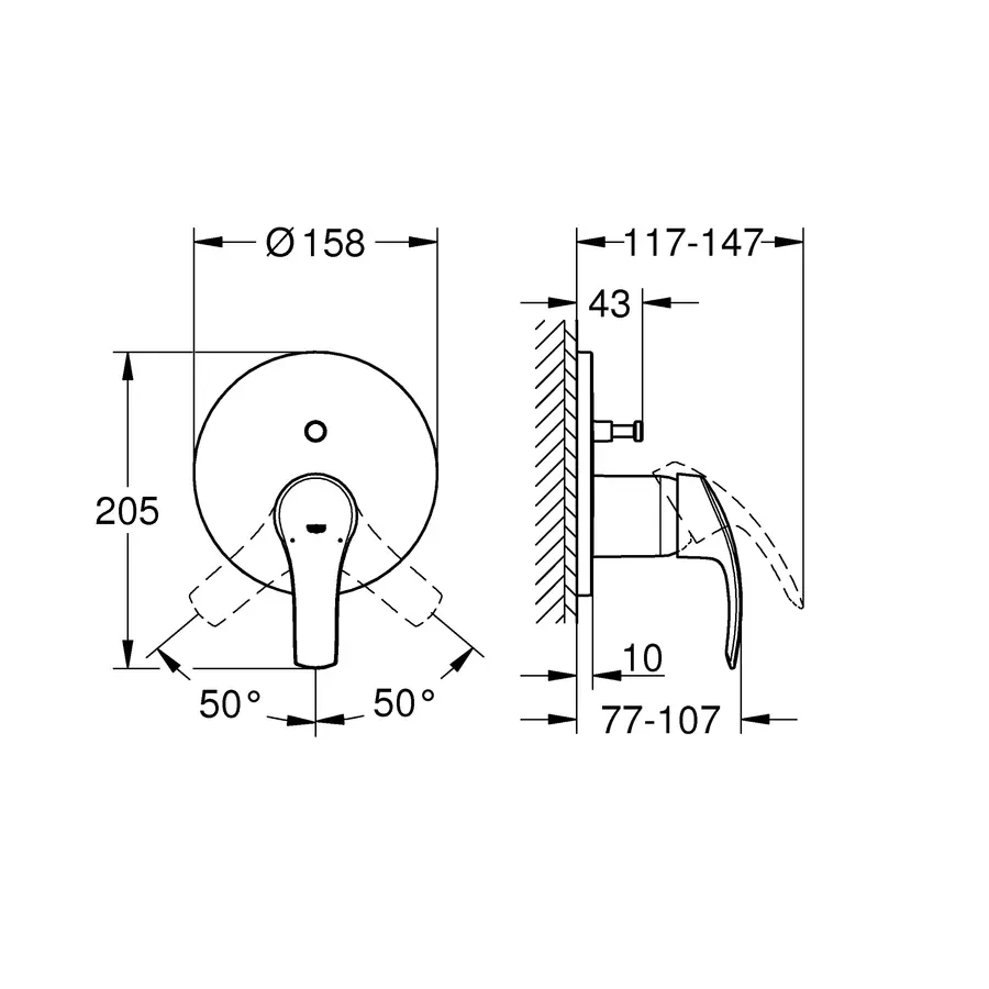 Змішувач прихованого монтажу на 2 споживача Grohe Eurosmart (24043002)