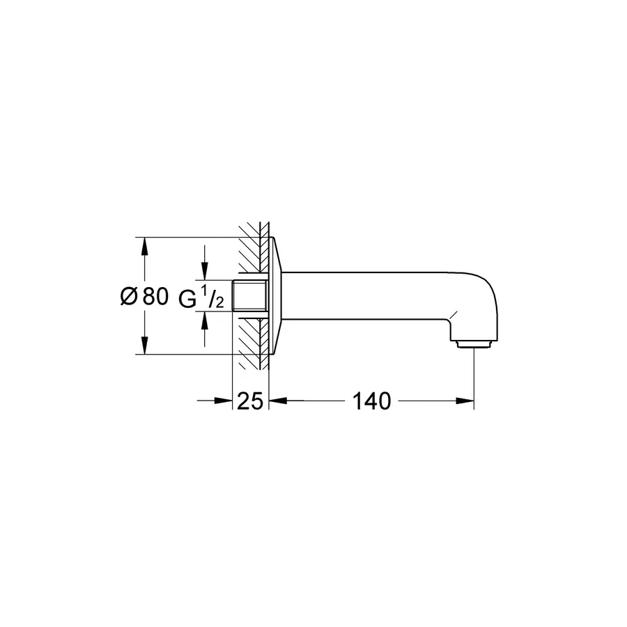 Вилив для ванни Grohe BauClassic Neutral (13258000)