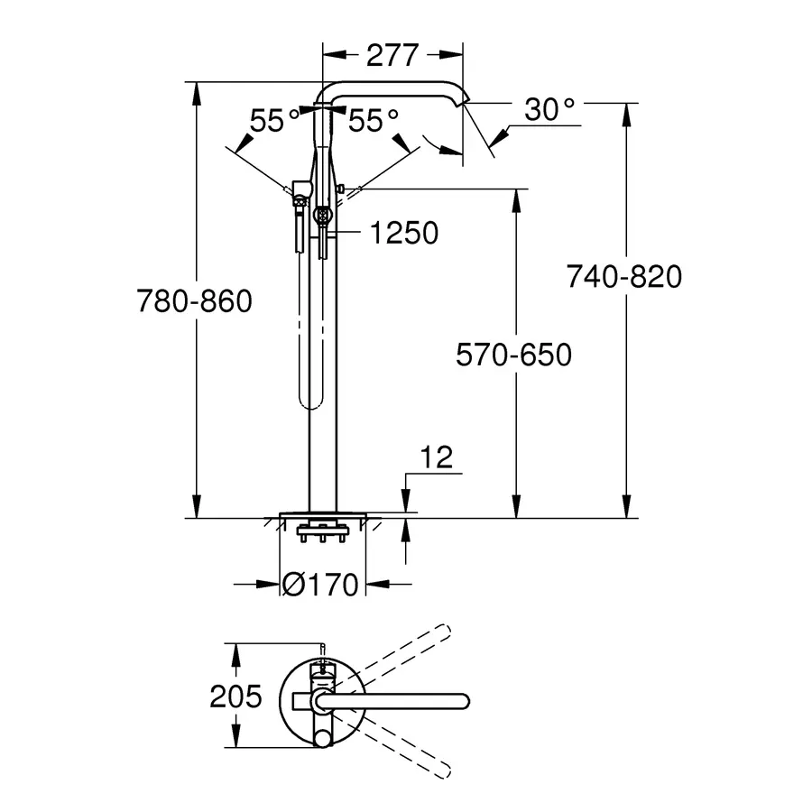 Підлоговий змішувач для ванни Grohe Essence New (23491001)