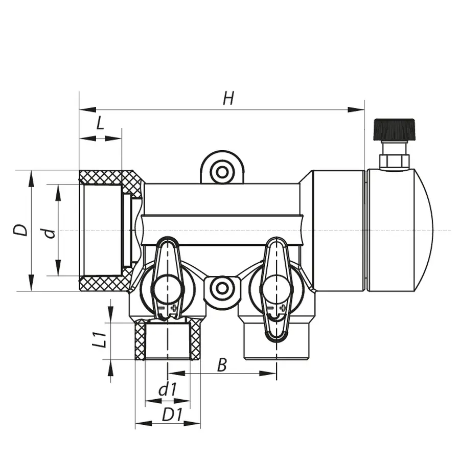 Колектор 2- way з кульовими кранами (40x20) PPR Koer K0169.PRO (KP0219)