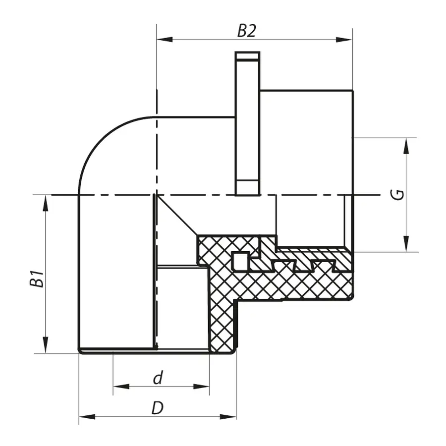 Кут інсталяційний для гіпсокартонних стін ВР 20x1/2F PPR Koer K0189.PRO (KP0244)