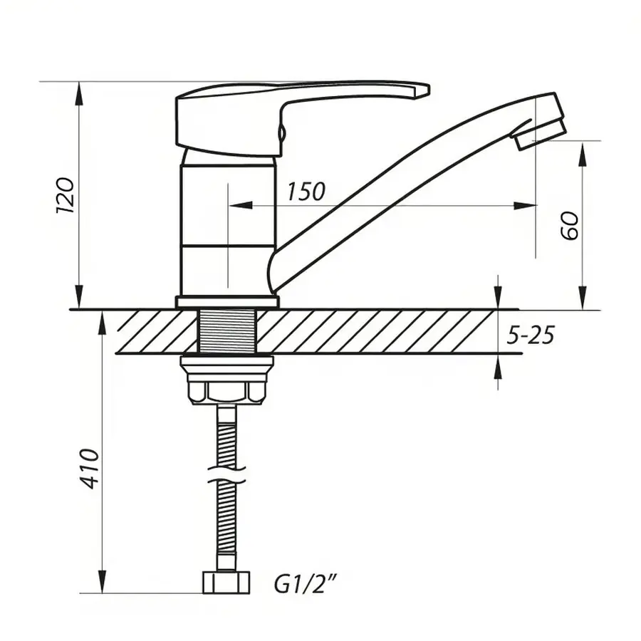 Змішувач для умивальника Zerix PED-B 180 (ZX0065)