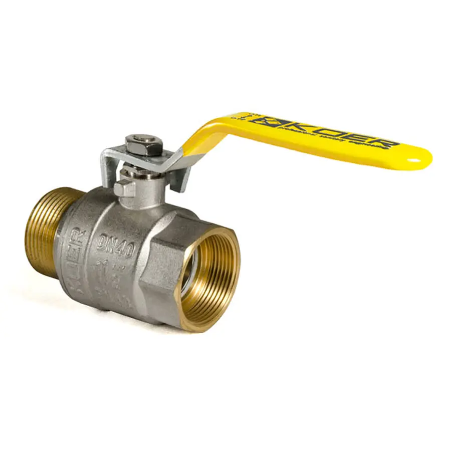 Кран кульовий KOER KR.215.G - 1 1/2" FM ГШВ YELLOW, ручка "важіль" жовта (KR0126)