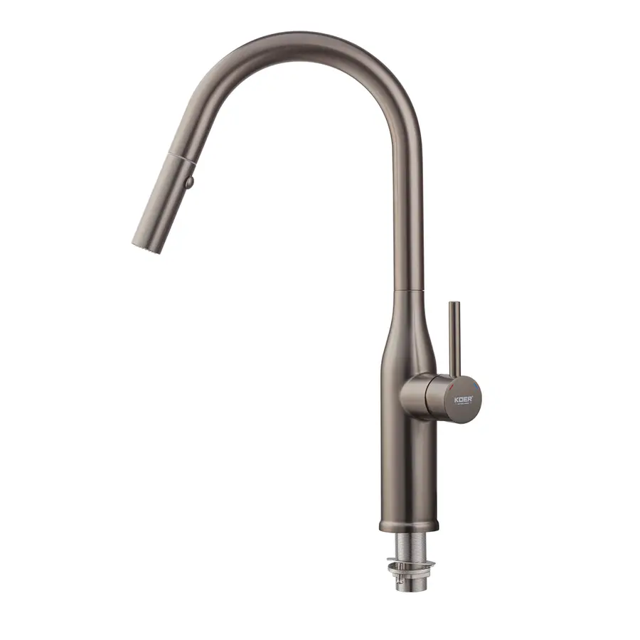 Кухонний змішувач з висувним виливом KOER KI-70004-07 (нерж. сталь) (KR3387)